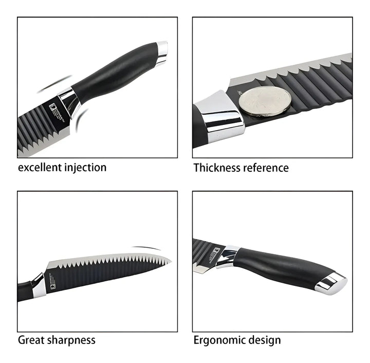 Juego De Cuchillos De Cocina X 7pcs Set En Acero Inoxidable Color Negro