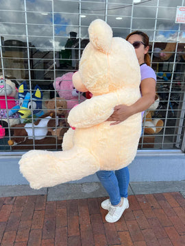 Oso Peluche Gigante 1.50cm Corazón +3 Globos +moño De Regalo Blanco