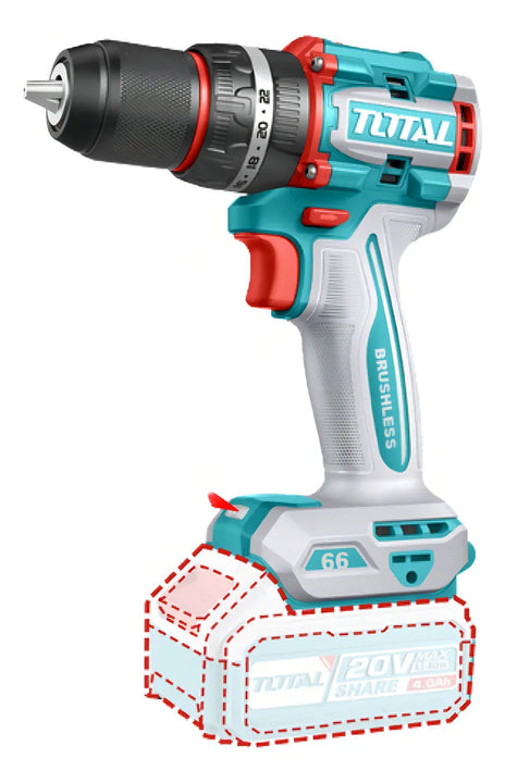 Taladro Percutor 1/2 66nm+ Kit De Herramientas 165 Pzs Total Color Turquesa Frecuencia 50 Hz/ 60 Hz