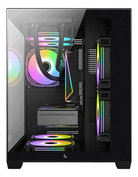 Gabinete Chasis Para Pc Gamer Pecera Argb Negro + 5 Cooler