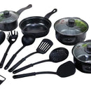 Set De Utensilios De Cocina Ollas Y Sartenes 13 Piezas Negro