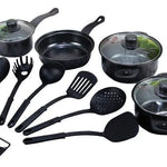 Set De Utensilios De Cocina Ollas Y Sartenes 13 Piezas Negro