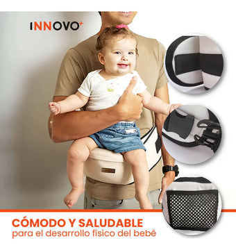 Cargador Canguro De Cintura Ergonómico Para Bebes Niños De 0 A 4 Años Comodo Innovo Beige