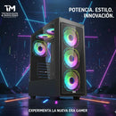 Chasis Gamer Aerox Atx Gabinete Vidrio Templado + 6 Fan Argb Negro