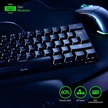 Teclado VSG QWERTY Kailh Brown español latinoamérica color blanco con luz RGB