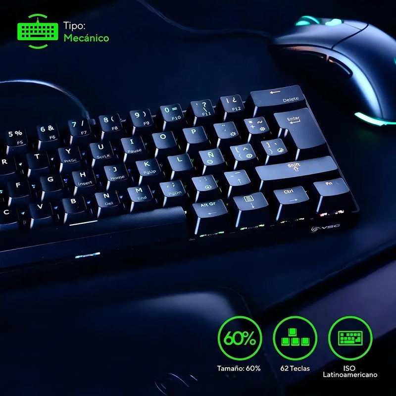 Teclado VSG QWERTY Kailh Brown español latinoamérica color blanco con luz RGB