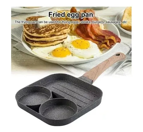 Sarten 3 Compartimientos Divisiones Huevos Pancakes Desayuno Gris