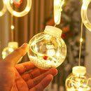 Cortina Extensión De Luces De Navidad De Aros Y Esferas Cálida