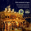 Luces Navideñas Con Panel Solar 300 Led Amarillo - 30 Metros