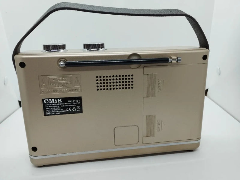 Radio Multibandas Mp3 Portatil Recargable Blue Sonido Claro Dorado
