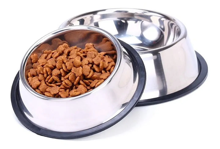 Comedero Plato Para Perros Y Gatos En Acero Inoxidable 22cm Color Plateado