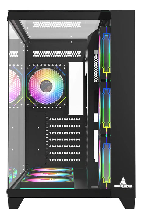 Gabinete Gamer Iceberg Atx Crystal Cube Xl Negra 7 Fans Argb Negro