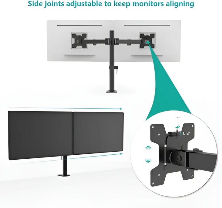 Soporte Para 2 Monitores Doble Dual Escritorio Wali M002-32 Negro Tamaño de 13" a 32"