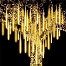 Luz Navideña Led Lluvia De Meteoro Panel Solar Luces Amarillo