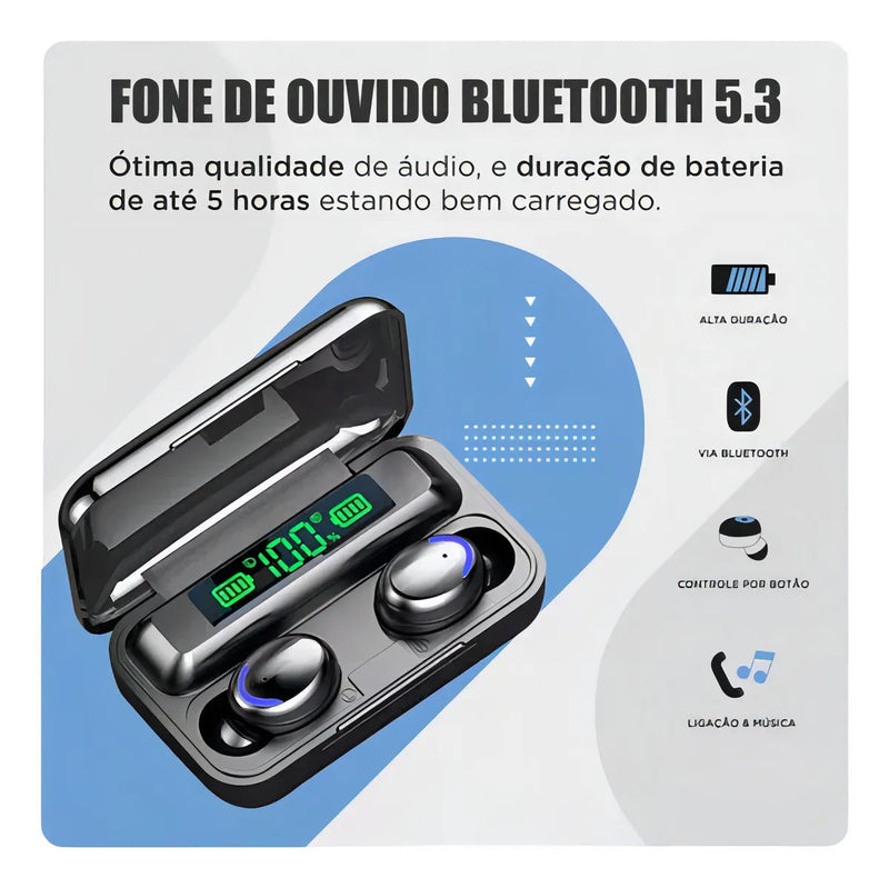Audifonos Bluetooth Inalambricos Tactiles Led Tws F9-5 Color Negro