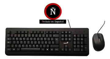 Kit de teclado y mouse Alámbrico Genius KM-160 de color negro- En español