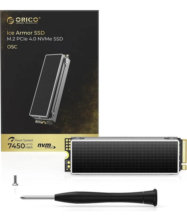 Disco Ssd Orico 1tb Ice Armor Pcie 4.0 Nvme Disipado 7450 Negro
