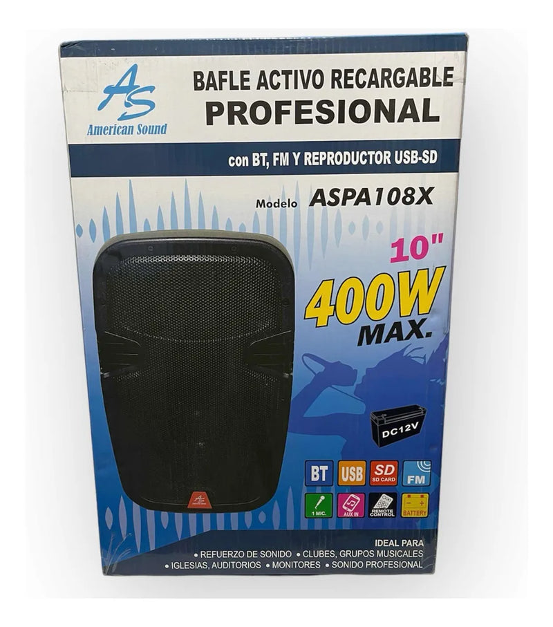 Parlante Activo American Sound 10 Pulgadas + Base Negro