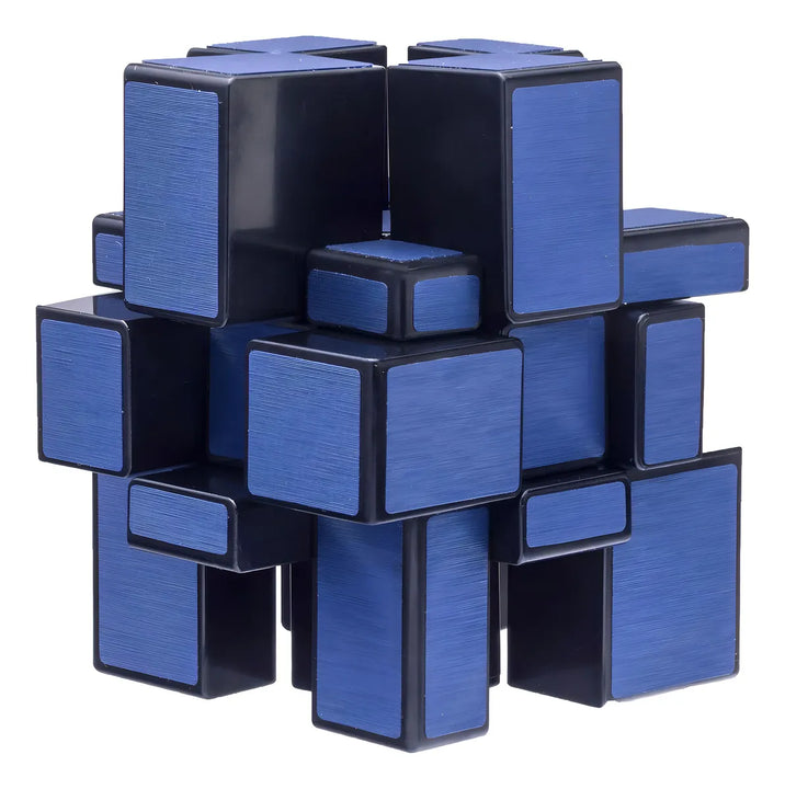 Cubo Rubik 3x3 Mirror Qiyi Espejo Azul Acero Cuerpo Negro 5.6cm