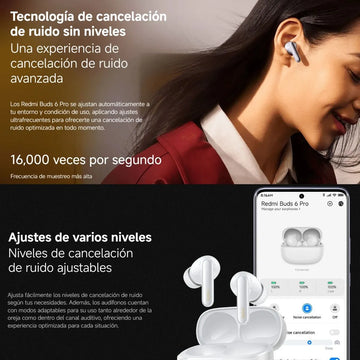 Xiaomi Redmi Buds 6 Pro, Auriculares Táctil, Anc, 3-mic, Wht Blanco