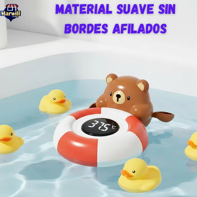 Termómetro Juguete Medición Digital Oso Baño Bebes Flotante Movimiento Diversión Seguridad Agua Bañera Grados Fahrenheit Celsius Alarma Color Temperatura Alta Baja Perfecta Material Seguro Sin Puntas