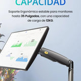 Soporte Ergonomico Monitor Grandes Pantallas Conector Usb Carbón Mate