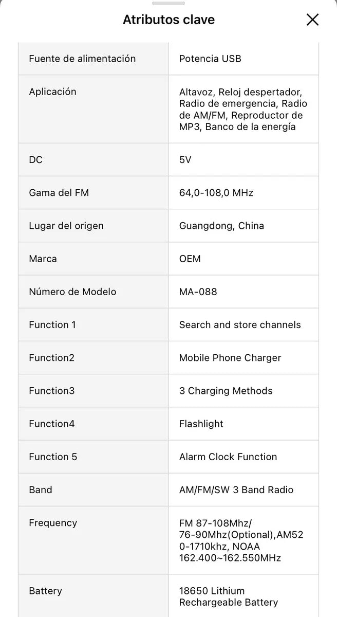 Radio Recargable Solar Crank Con Linterna Y Power Bank Rojo