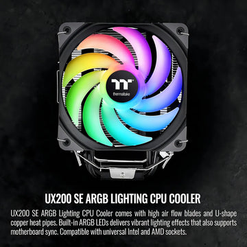 Disipador Cpu Thermaltake UX200 SE ARGB Intel LGA1700 AMD AM5 Color Negro