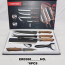 Set 1 Pelador 4 Cuchillos 1 Par Tijeras Cocina Regalo Negro