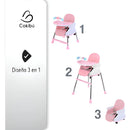 Silla Comedor Para Bebe 3 En 1 color Rosa SBEBE-1RS