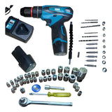 Taladro Percutor Inalámbrico De 18v + Juego De Rache - Azul