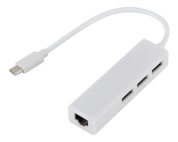 Adaptador De Usb Tipo C A A Rj45 Base 100+ 3 Puertos Usb 2.0