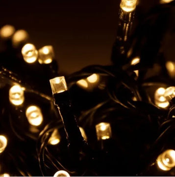 Luz Lineal Navidad Calida 7 Mts 100 Bombillos Cable Verde