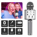 Micrófono de karaoke Bluetooth recargable inalámbrico plateado