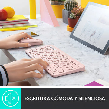 Logitech K380 Teclado Bluetooth Multi dispositivo Rosado Color del teclado Rosa Idioma Español