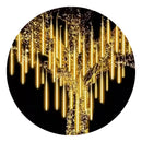 Luz Navideña Led Lluvia De Meteoro Panel Solar Luces Amarillo
