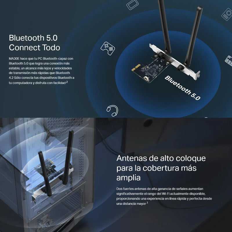 Adaptador De Red Pcie Wifi Bluetooth Ac1200, Mercusys Ma30e