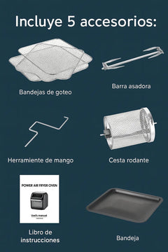 Freidora Horno De Aire 12 L Renahouse Rh-97 Pantalla Tactil Negro