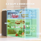 Mini Nevera Ultra Silenciosa Con Congelador 3.2 Cu.ft