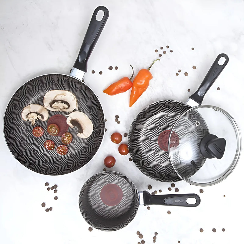 Set Imusa Perol 10 Cm + Cacerola 16 Cm Tapara Vidrio + Sarte Color Gris