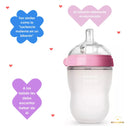 2 Biberónes Comotomo Cuello Ancho Fácil Limpieza 8oz Rosa