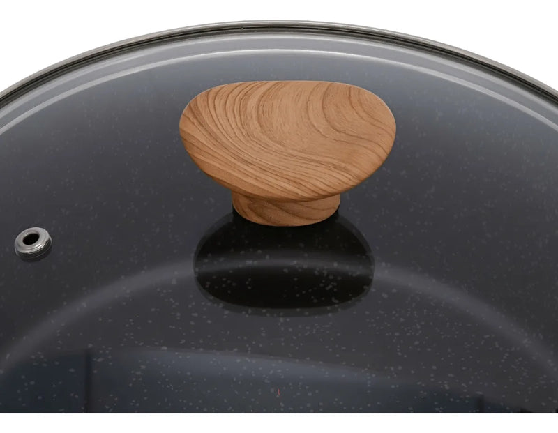 Sartén Imusa Natural Stone De 24cm Con Tapa De Vidrio Color Gris