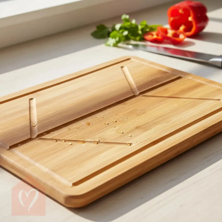 Tabla De Cortar Picar En Madera Bamboo Cocina 40x28 Cm Lisa Con Ranuras