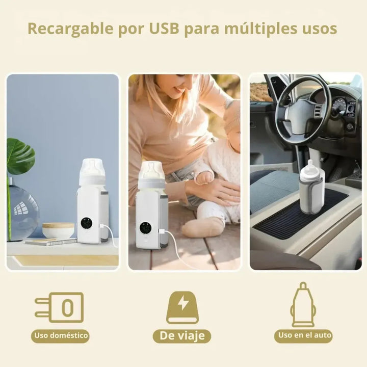 Calentador Tetero Biberones Portatil Recargable Blanco