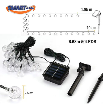 Luces Navideñas 50 Led Globos Solar Navidad Guirnalda 8 Modo Amarillo Cálido