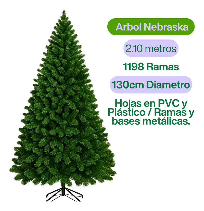 Árbol De Navidad Nebraska 2.10 Metros Verde