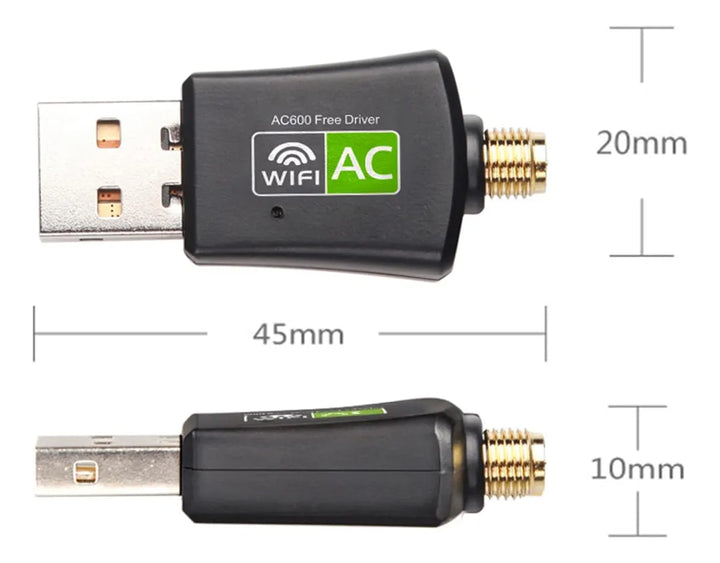 Receptor Wifi 600mbs Doble Banda Tarjeta Usb Dual 2.4-5 Ghz