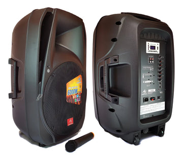 Cabina Americansound 15pulgadas Recargable + Mic Inalambrico Negro