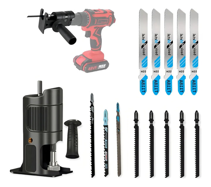 Convertidor De Taladro A Sierra Caladora + 13 Cuchillas