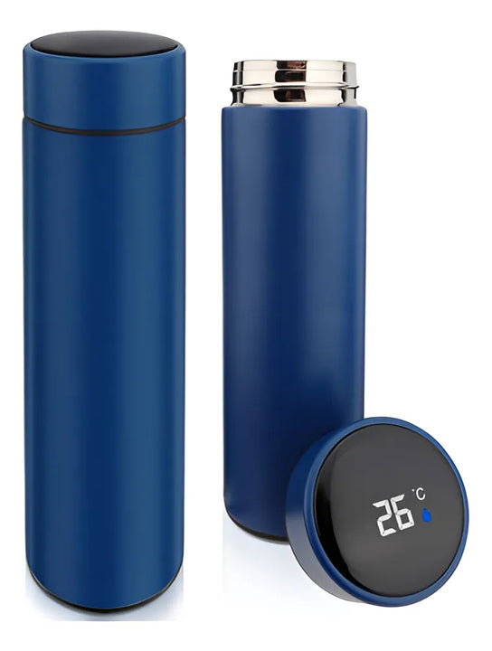 Termo Botella Digital Acero Inoxidable 500ml Con Termómetro Color Azul